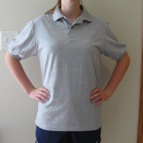HANES MEN'S SIZE S (34 - 36) LIGHT GRAY POLO / GOLF SHIRT WOMEN'S UNISEX NWT - Picture 4 of 6